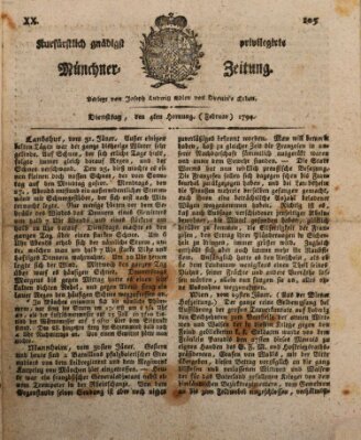 Kurfürstlich gnädigst privilegirte Münchner-Zeitung (Süddeutsche Presse) Dienstag 4. Februar 1794