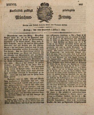 Kurfürstlich gnädigst privilegirte Münchner-Zeitung (Süddeutsche Presse) Freitag 7. März 1794