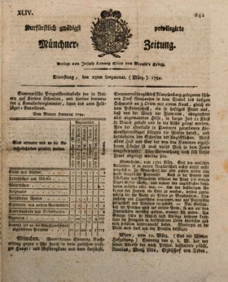 Kurfürstlich gnädigst privilegirte Münchner-Zeitung (Süddeutsche Presse) Dienstag 18. März 1794