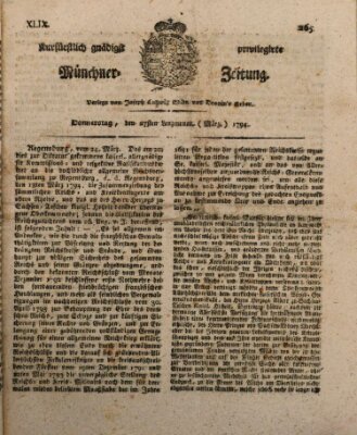 Kurfürstlich gnädigst privilegirte Münchner-Zeitung (Süddeutsche Presse) Donnerstag 27. März 1794