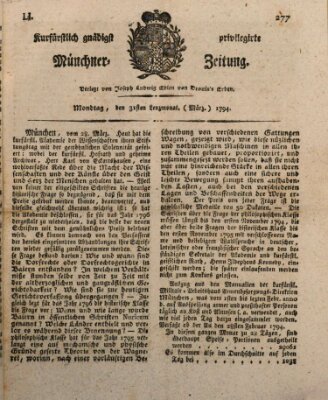 Kurfürstlich gnädigst privilegirte Münchner-Zeitung (Süddeutsche Presse) Montag 31. März 1794