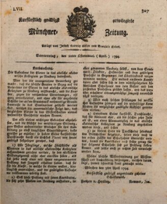 Kurfürstlich gnädigst privilegirte Münchner-Zeitung (Süddeutsche Presse) Donnerstag 10. April 1794