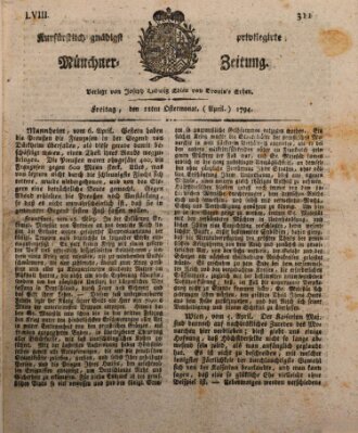 Kurfürstlich gnädigst privilegirte Münchner-Zeitung (Süddeutsche Presse) Freitag 11. April 1794