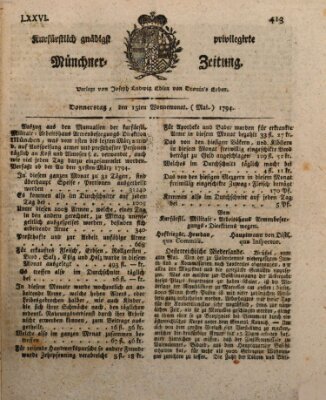 Kurfürstlich gnädigst privilegirte Münchner-Zeitung (Süddeutsche Presse) Donnerstag 15. Mai 1794