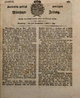 Kurfürstlich gnädigst privilegirte Münchner-Zeitung (Süddeutsche Presse) Dienstag 3. Juni 1794