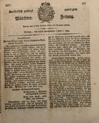 Kurfürstlich gnädigst privilegirte Münchner-Zeitung (Süddeutsche Presse) Freitag 20. Juni 1794