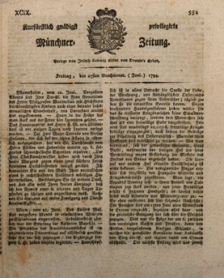 Kurfürstlich gnädigst privilegirte Münchner-Zeitung (Süddeutsche Presse) Freitag 27. Juni 1794