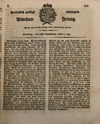 Kurfürstlich gnädigst privilegirte Münchner-Zeitung (Süddeutsche Presse) Montag 30. Juni 1794