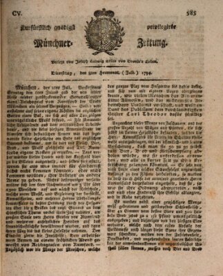 Kurfürstlich gnädigst privilegirte Münchner-Zeitung (Süddeutsche Presse) Dienstag 8. Juli 1794