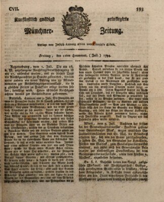 Kurfürstlich gnädigst privilegirte Münchner-Zeitung (Süddeutsche Presse) Freitag 11. Juli 1794