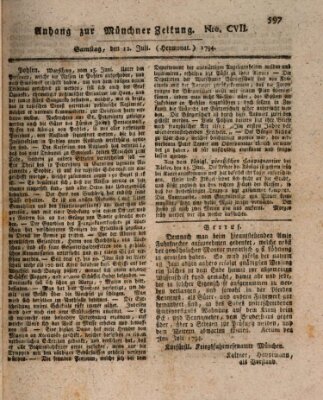 Kurfürstlich gnädigst privilegirte Münchner-Zeitung (Süddeutsche Presse) Samstag 12. Juli 1794