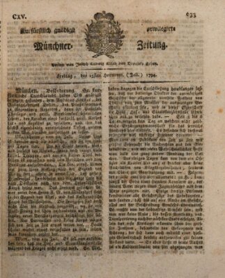 Kurfürstlich gnädigst privilegirte Münchner-Zeitung (Süddeutsche Presse) Freitag 25. Juli 1794