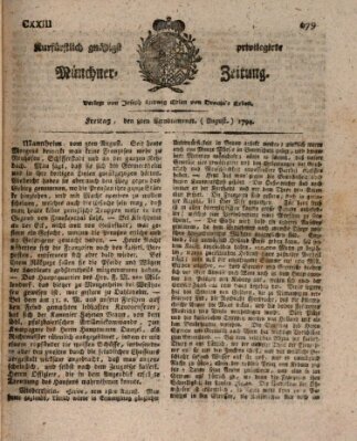 Kurfürstlich gnädigst privilegirte Münchner-Zeitung (Süddeutsche Presse) Freitag 8. August 1794