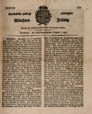 Kurfürstlich gnädigst privilegirte Münchner-Zeitung (Süddeutsche Presse) Montag 18. August 1794