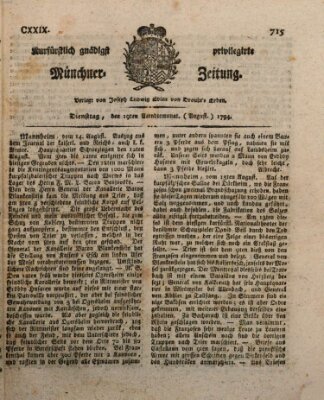 Kurfürstlich gnädigst privilegirte Münchner-Zeitung (Süddeutsche Presse) Dienstag 19. August 1794