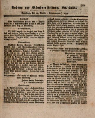 Kurfürstlich gnädigst privilegirte Münchner-Zeitung (Süddeutsche Presse) Samstag 23. August 1794