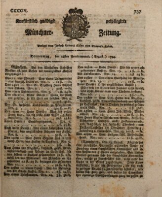 Kurfürstlich gnädigst privilegirte Münchner-Zeitung (Süddeutsche Presse) Donnerstag 28. August 1794