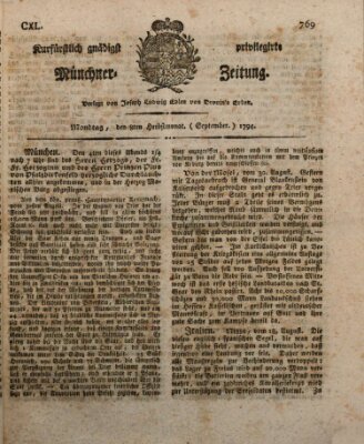 Kurfürstlich gnädigst privilegirte Münchner-Zeitung (Süddeutsche Presse) Montag 8. September 1794