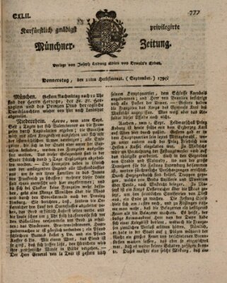 Kurfürstlich gnädigst privilegirte Münchner-Zeitung (Süddeutsche Presse) Donnerstag 11. September 1794