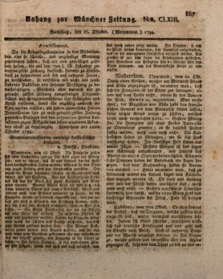 Kurfürstlich gnädigst privilegirte Münchner-Zeitung (Süddeutsche Presse) Samstag 18. Oktober 1794