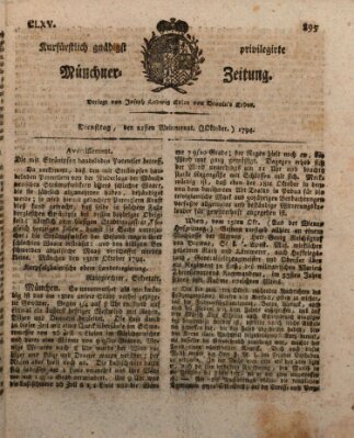 Kurfürstlich gnädigst privilegirte Münchner-Zeitung (Süddeutsche Presse) Dienstag 21. Oktober 1794