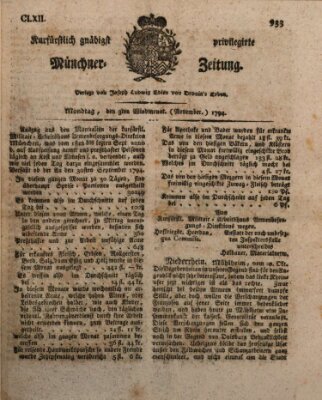 Kurfürstlich gnädigst privilegirte Münchner-Zeitung (Süddeutsche Presse) Montag 3. November 1794