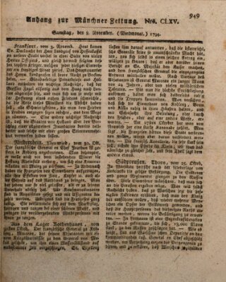 Kurfürstlich gnädigst privilegirte Münchner-Zeitung (Süddeutsche Presse) Samstag 8. November 1794