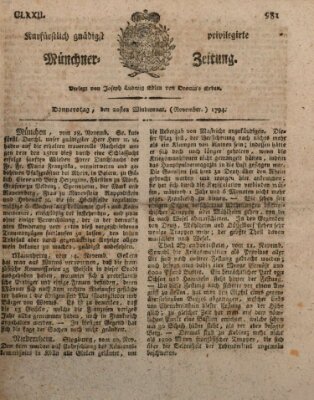 Kurfürstlich gnädigst privilegirte Münchner-Zeitung (Süddeutsche Presse) Donnerstag 20. November 1794