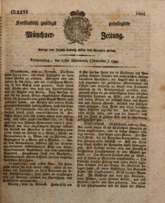 Kurfürstlich gnädigst privilegirte Münchner-Zeitung (Süddeutsche Presse) Donnerstag 27. November 1794