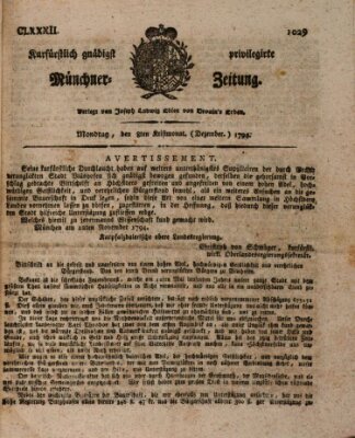 Kurfürstlich gnädigst privilegirte Münchner-Zeitung (Süddeutsche Presse) Montag 8. Dezember 1794