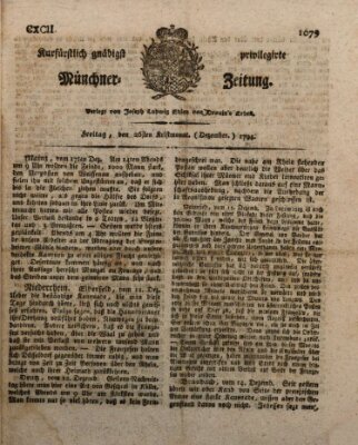 Kurfürstlich gnädigst privilegirte Münchner-Zeitung (Süddeutsche Presse) Freitag 26. Dezember 1794