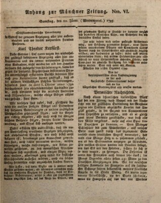 Kurfürstlich gnädigst privilegirte Münchner-Zeitung (Süddeutsche Presse) Samstag 10. Januar 1795