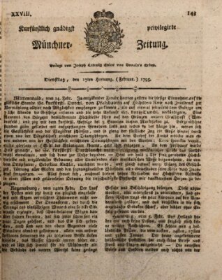 Kurfürstlich gnädigst privilegirte Münchner-Zeitung (Süddeutsche Presse) Dienstag 17. Februar 1795