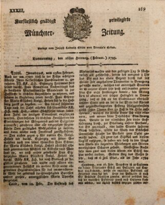 Kurfürstlich gnädigst privilegirte Münchner-Zeitung (Süddeutsche Presse) Donnerstag 26. Februar 1795