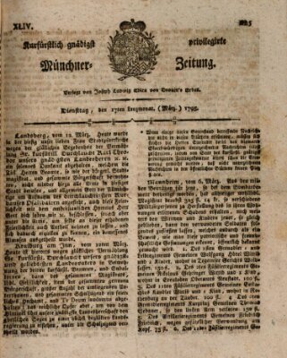 Kurfürstlich gnädigst privilegirte Münchner-Zeitung (Süddeutsche Presse) Dienstag 17. März 1795