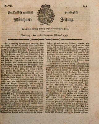 Kurfürstlich gnädigst privilegirte Münchner-Zeitung (Süddeutsche Presse) Montag 23. März 1795