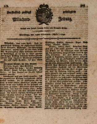 Kurfürstlich gnädigst privilegirte Münchner-Zeitung (Süddeutsche Presse) Dienstag 14. April 1795