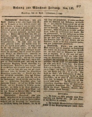 Kurfürstlich gnädigst privilegirte Münchner-Zeitung (Süddeutsche Presse) Samstag 18. April 1795