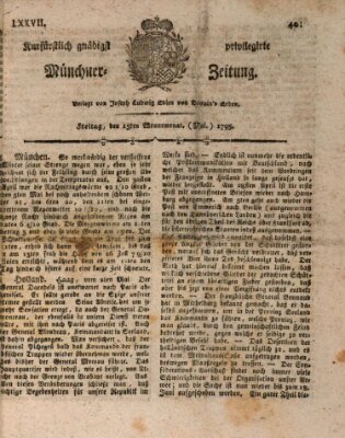 Kurfürstlich gnädigst privilegirte Münchner-Zeitung (Süddeutsche Presse) Freitag 15. Mai 1795