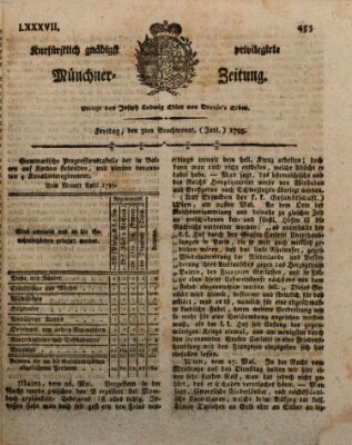 Kurfürstlich gnädigst privilegirte Münchner-Zeitung (Süddeutsche Presse) Freitag 5. Juni 1795