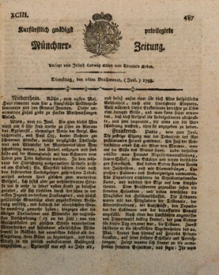 Kurfürstlich gnädigst privilegirte Münchner-Zeitung (Süddeutsche Presse) Dienstag 16. Juni 1795