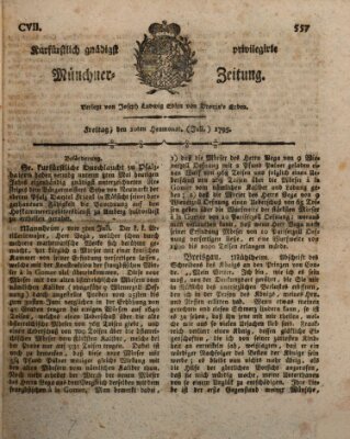 Kurfürstlich gnädigst privilegirte Münchner-Zeitung (Süddeutsche Presse) Freitag 10. Juli 1795