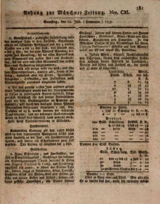 Kurfürstlich gnädigst privilegirte Münchner-Zeitung (Süddeutsche Presse) Samstag 18. Juli 1795