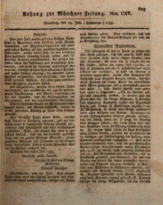 Kurfürstlich gnädigst privilegirte Münchner-Zeitung (Süddeutsche Presse) Samstag 25. Juli 1795