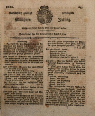 Kurfürstlich gnädigst privilegirte Münchner-Zeitung (Süddeutsche Presse) Donnerstag 6. August 1795