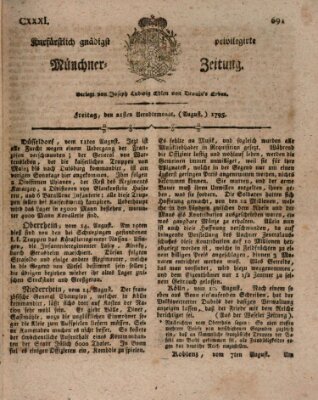 Kurfürstlich gnädigst privilegirte Münchner-Zeitung (Süddeutsche Presse) Freitag 21. August 1795