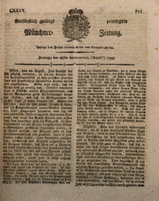 Kurfürstlich gnädigst privilegirte Münchner-Zeitung (Süddeutsche Presse) Freitag 28. August 1795