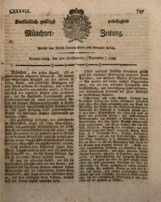 Kurfürstlich gnädigst privilegirte Münchner-Zeitung (Süddeutsche Presse) Donnerstag 3. September 1795