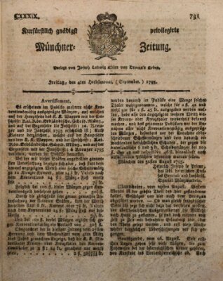 Kurfürstlich gnädigst privilegirte Münchner-Zeitung (Süddeutsche Presse) Freitag 4. September 1795