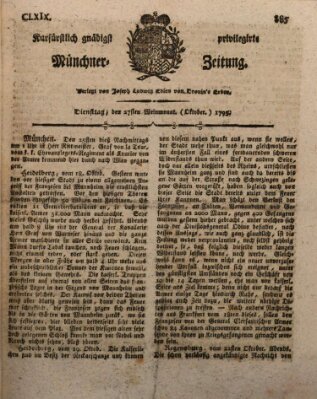 Kurfürstlich gnädigst privilegirte Münchner-Zeitung (Süddeutsche Presse) Dienstag 27. Oktober 1795